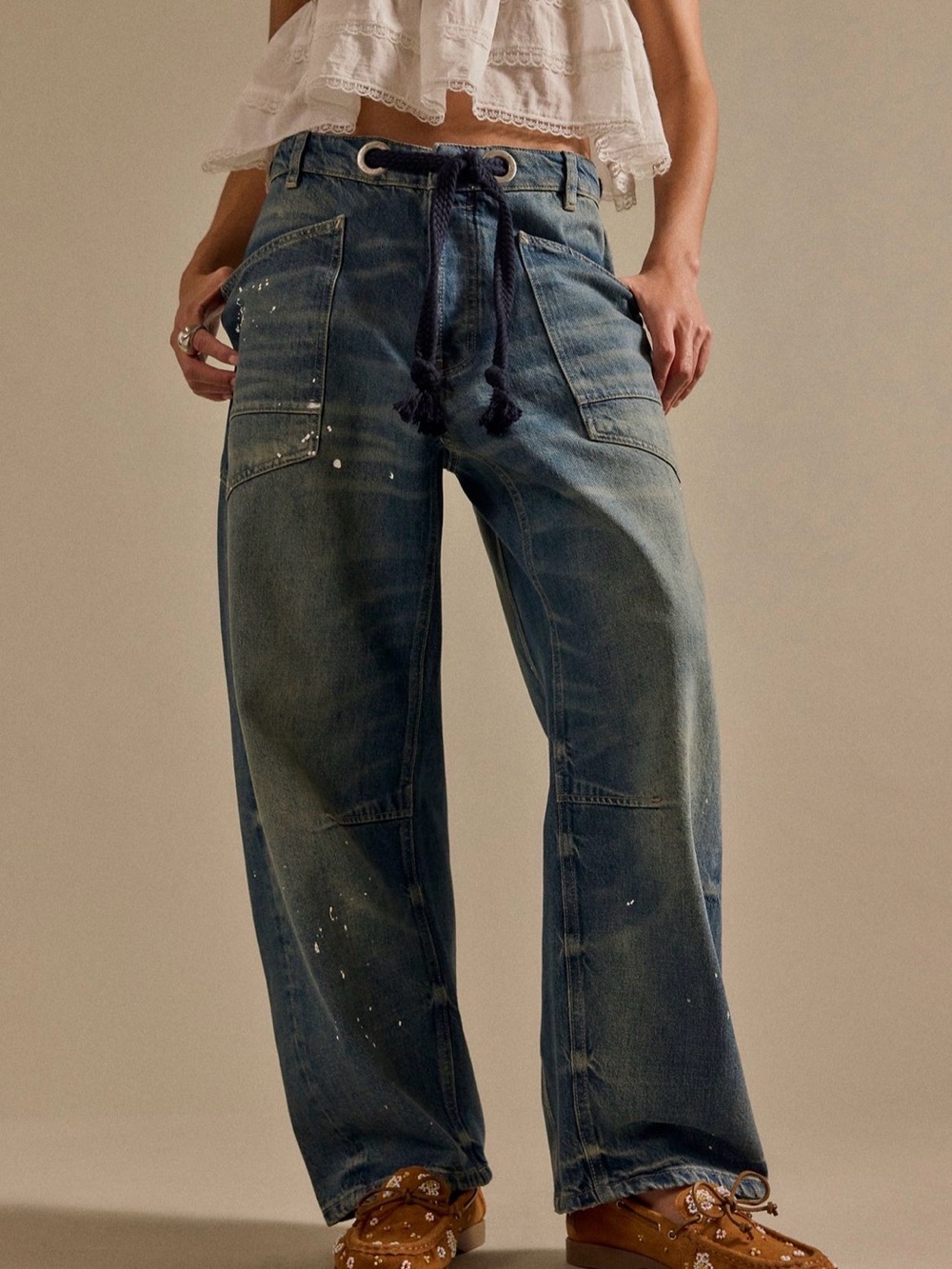 Free People Low Slung Moxie Barrel Jeans - Picture 1 of 5